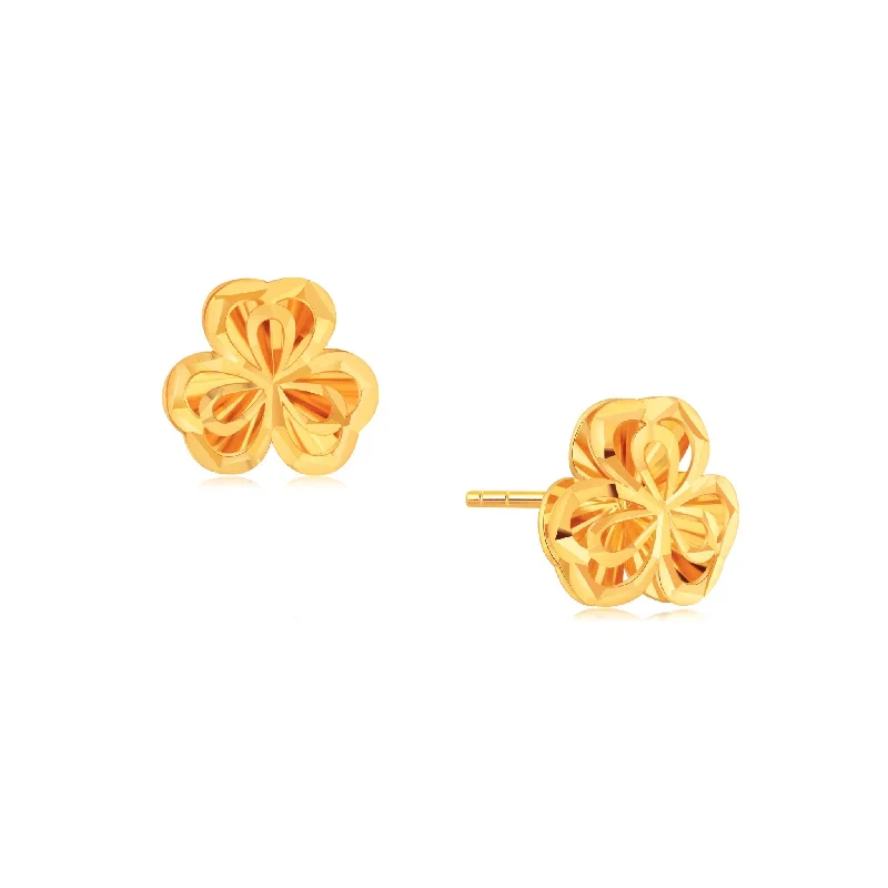 bold statement ring chunky 916 Gold Trifoliate Earrings