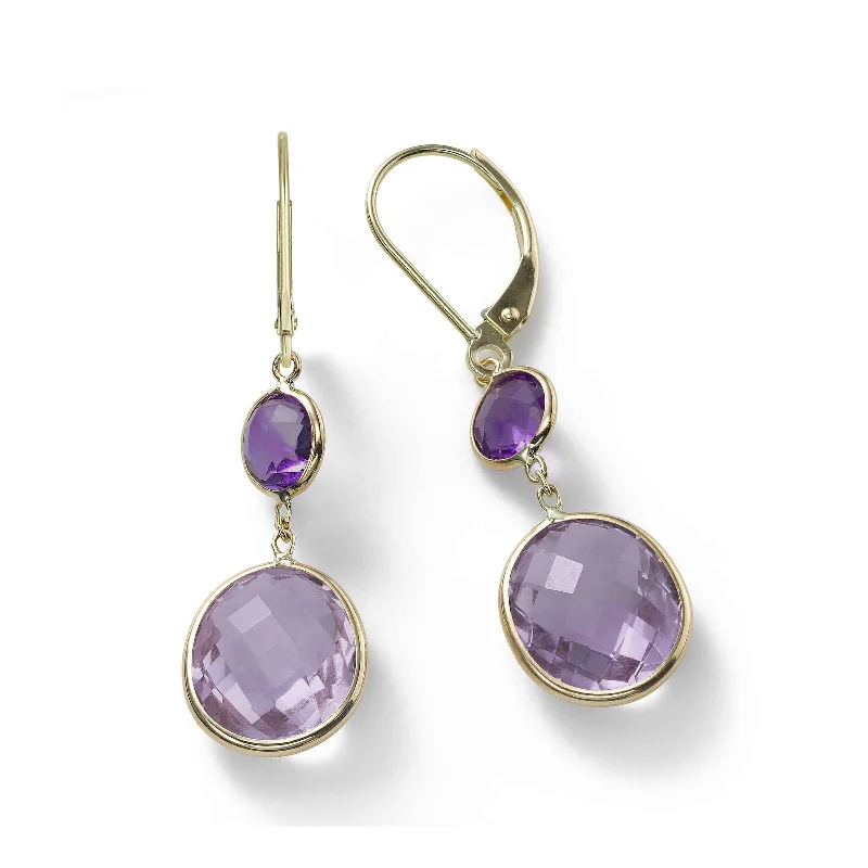 Amethyst Drop Earrings, 14K Yellow Gold