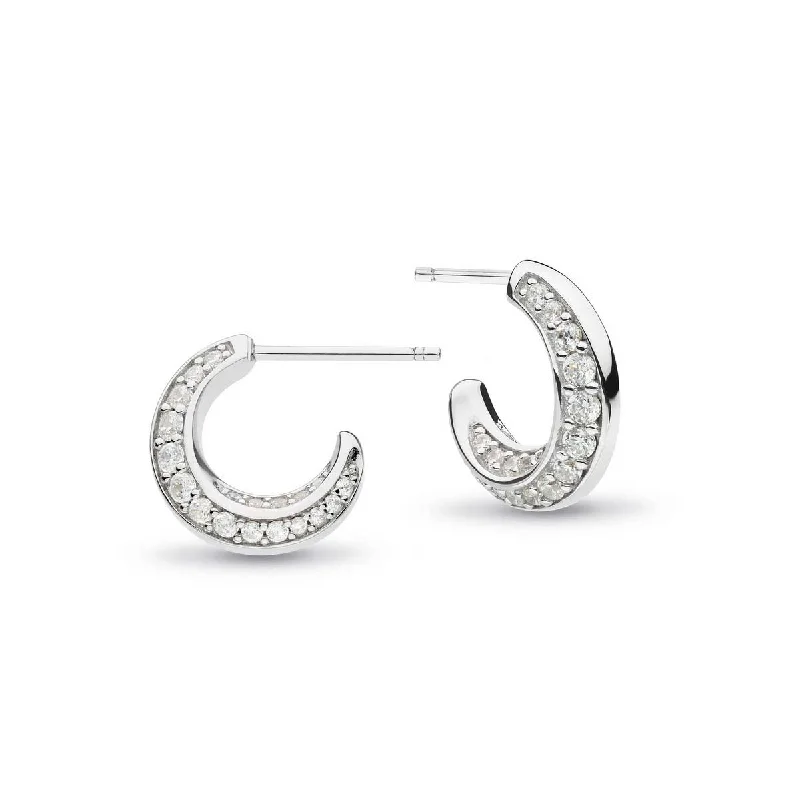 Bevel Cirque CZ Pavé Semi-Hoop Earrings, Sterling Silver