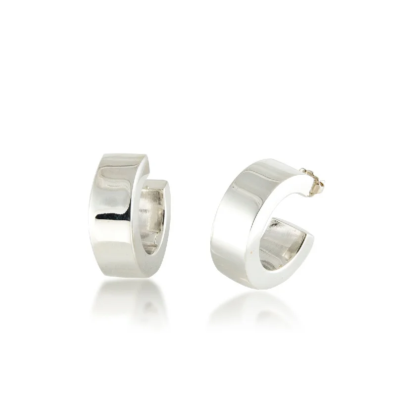 Bold Square Hoop Earrings, 1  Inch, Sterling Silver