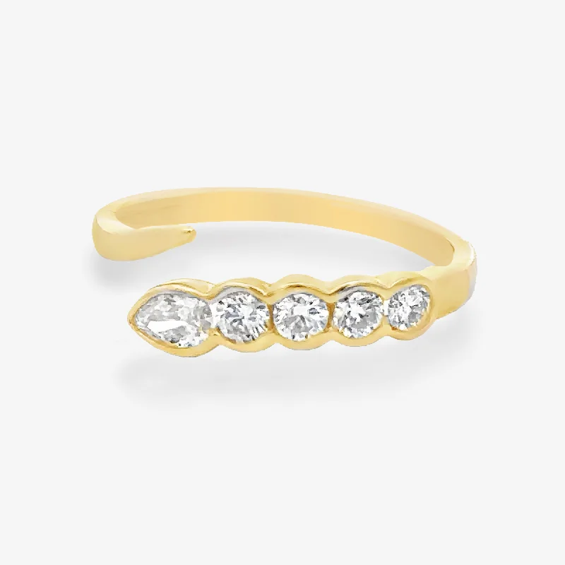 Bypass Pear & Round Diamond Ring