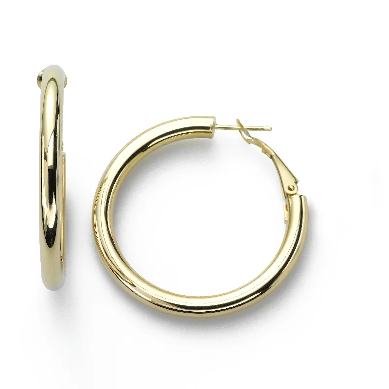 Classic Hoop Earrings, 1 Inch, 14K Yellow Gold