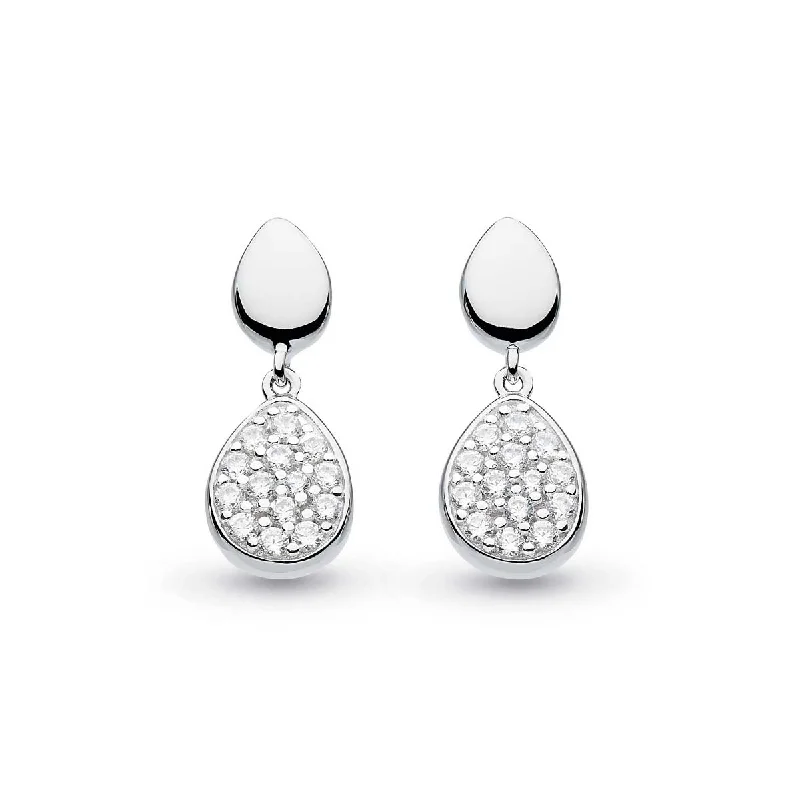 Coast Pebble Pavé CZ Drop Earrings, Sterling Silver