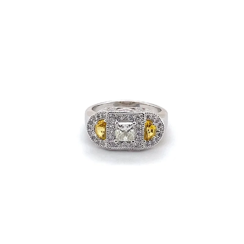 Custom 14k Gold, Diamond, and Yellow Sapphire Engagement Ring