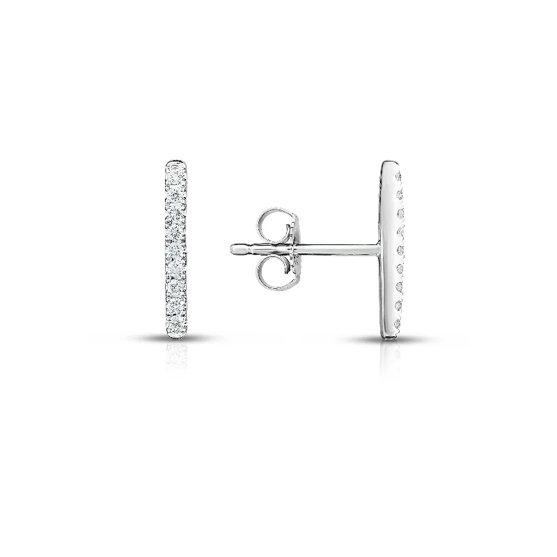 Diamond Bar Stud Earrings, 14K White Gold