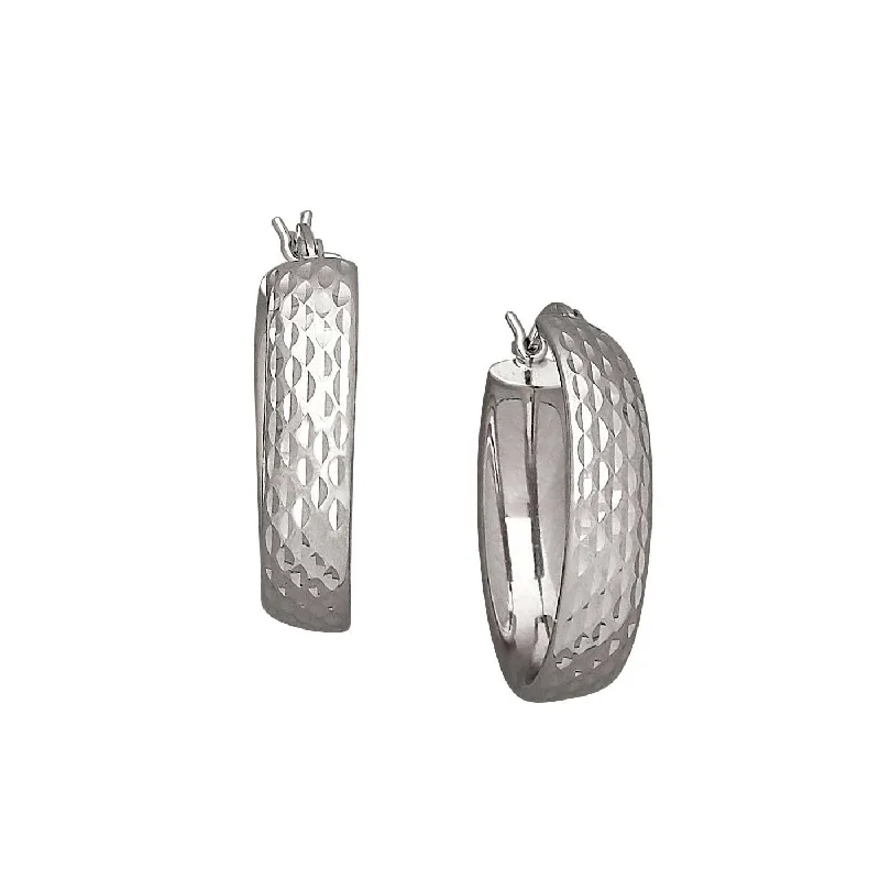 Diamond Cut Hoop Earrings, 1 Inch, Sterling Silver