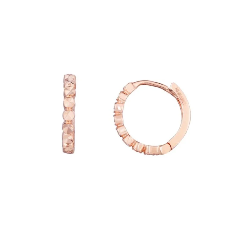 Tiny Textured Huggie Hoops, .45 Inch, 14K Rose Gold