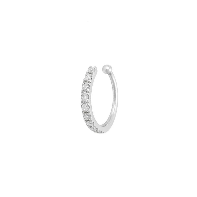 Diamond Ear Cuff Single Earring, 14K White Gold