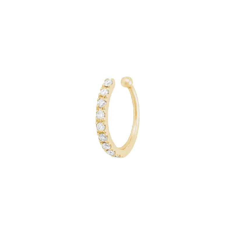 Diamond Ear Cuff Single Earring, 14K Yellow Gold