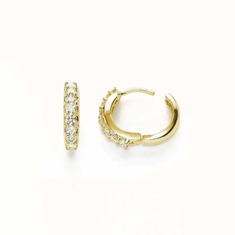 Diamond Huggie Hoop Earrings, .50 Carat, 14K Yellow Gold