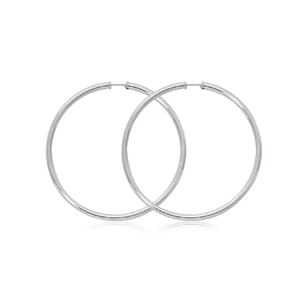 Endless Hoop Earrings, 2.25 Inches, Sterling Silver