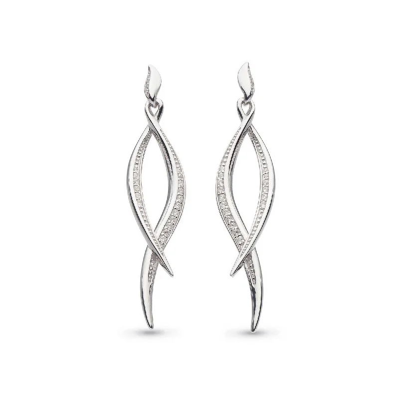 Kit Heath Twist Pavé CZ Drop Earrings, Sterling Silver