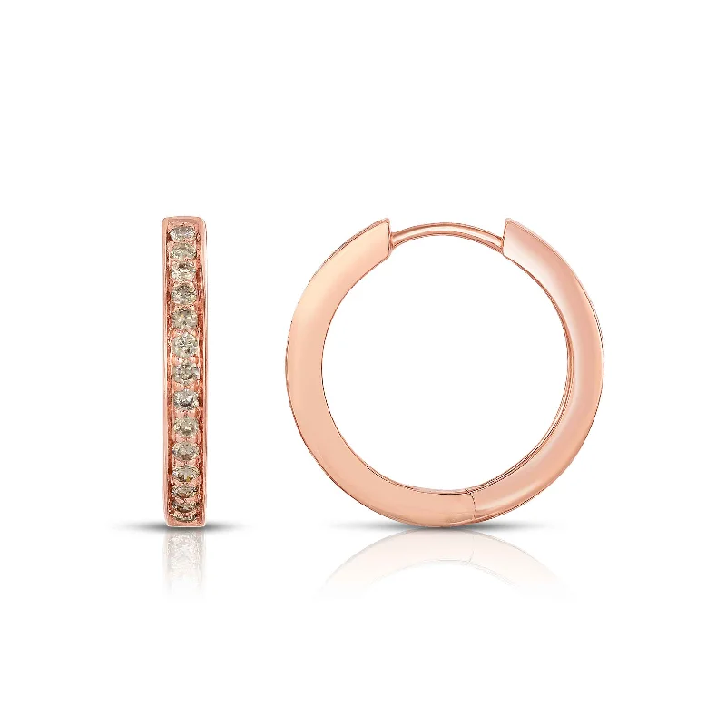 Fancy Color Diamond Hoop Earrings, .39 Carat, 14K Rose Gold