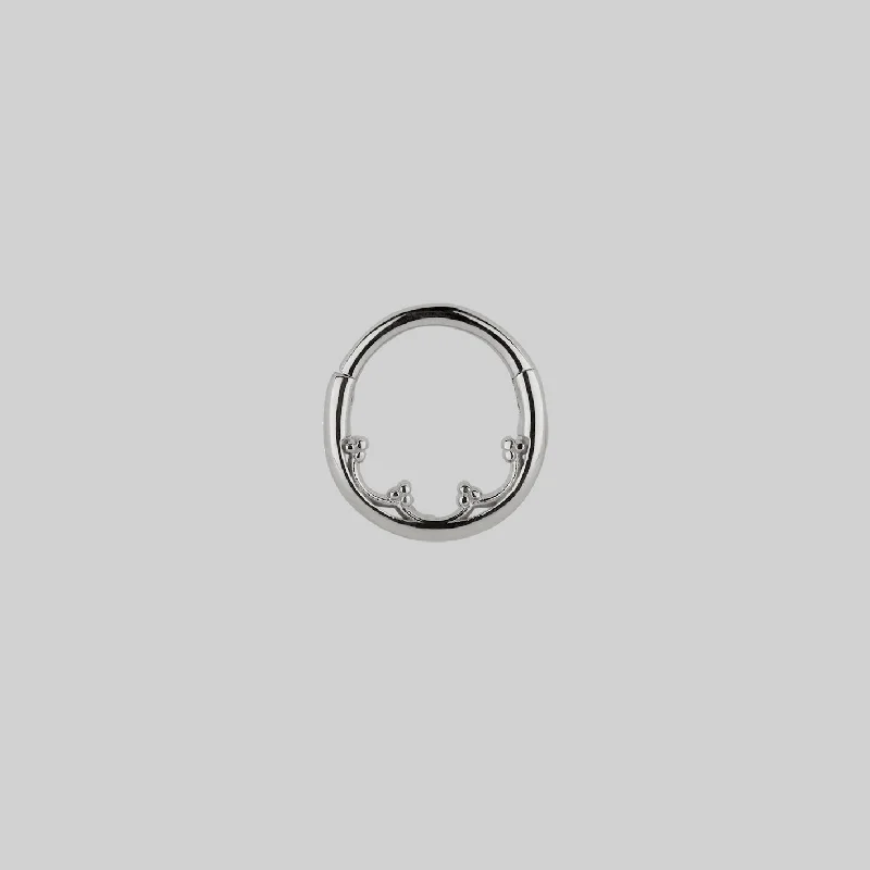 handmade coin pendant necklace FOREBODE. Gothic Tracery Septum Clicker Ring - Silver