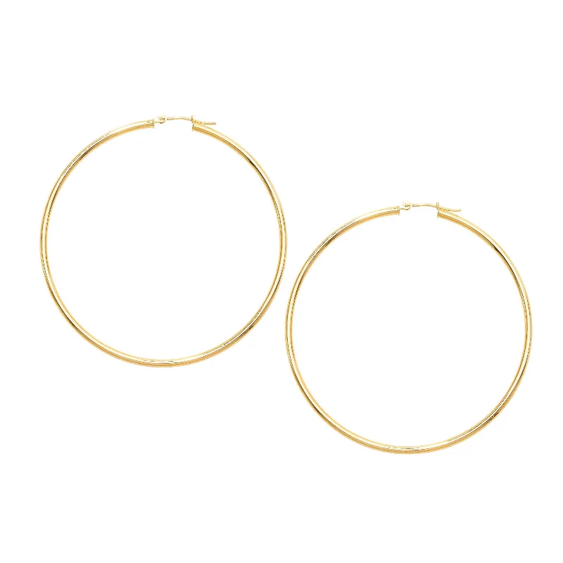 Lightweight Hoop Earrings, 2.25 Inches, 14K Yellow Gold