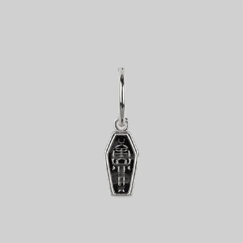 celestial moon and stars ring MORALITY. Skeleton Coffin Hoop Earrings - Silver