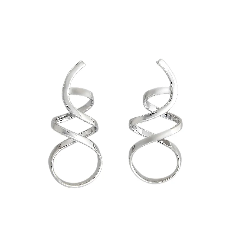 Open Wire Spiral Earrings, Sterling Silver