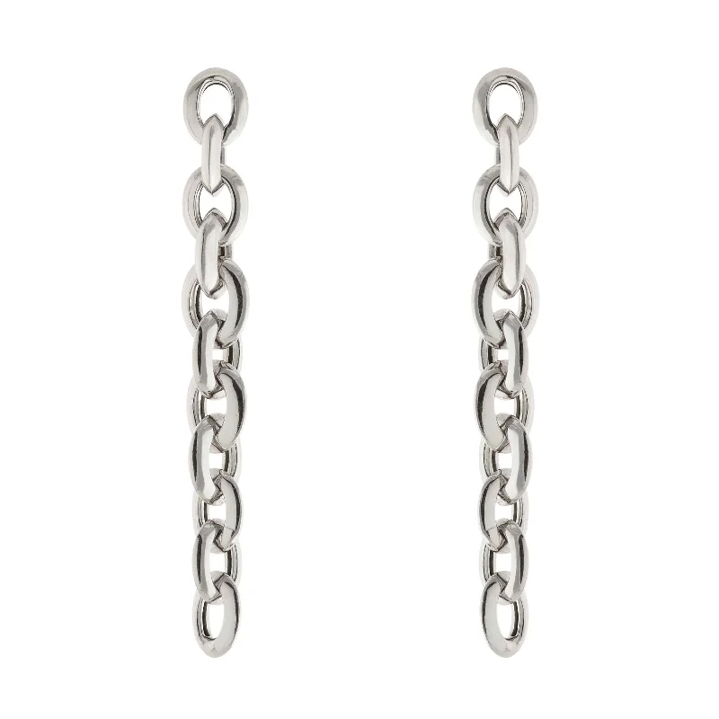 Oval Links Dangle Earrings, Sterling Silver