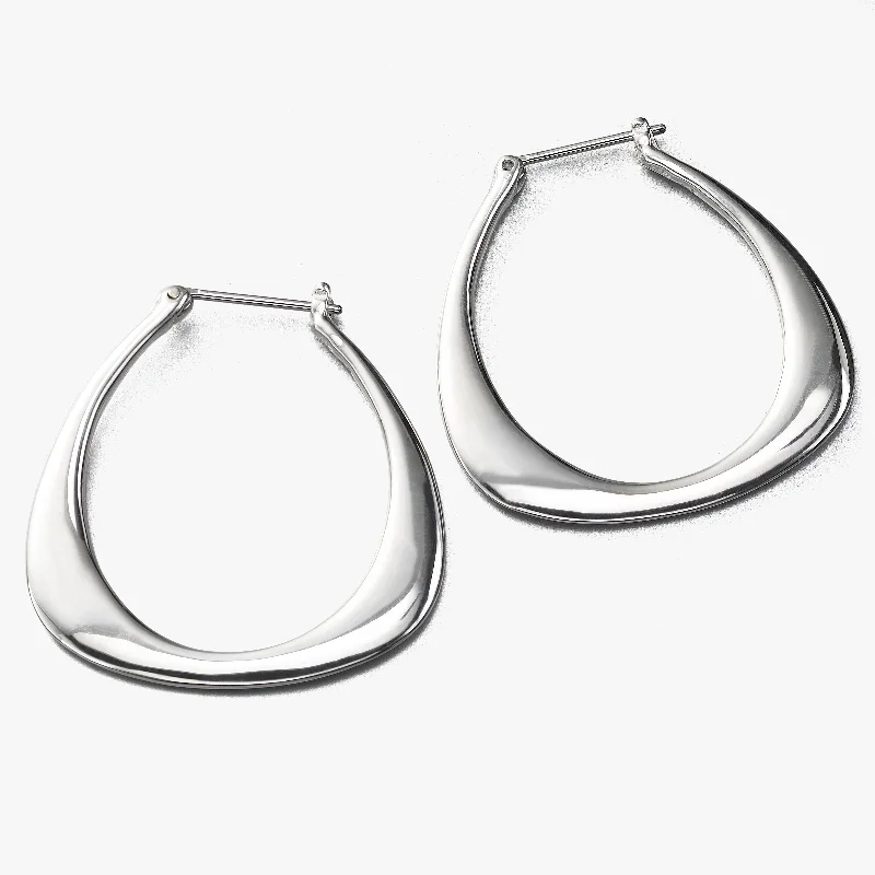 Oval Shape Hoop Post Earring by Sharelli, Sterling Silver