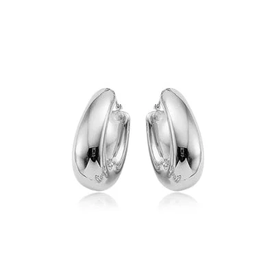 Puffy Oval Hoop Earrings, Sterling Silver