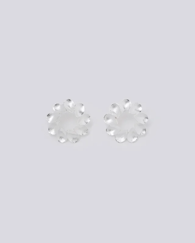 minimalist threader earrings gold Round Petite Leaf Silver Earrings