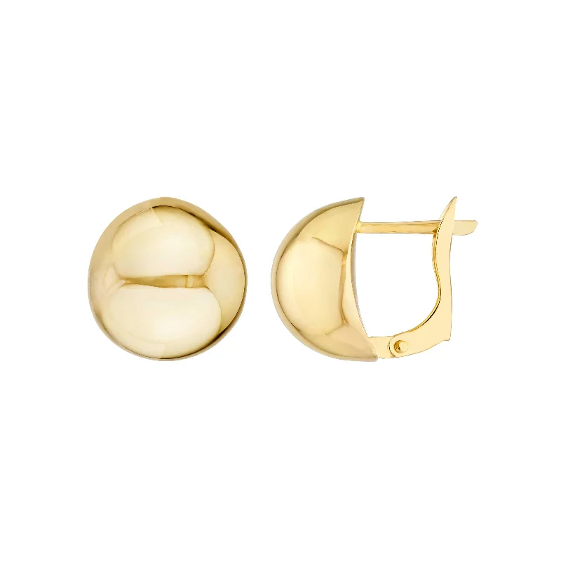 Round Polished Button Earrings, 14K Yellow Gold