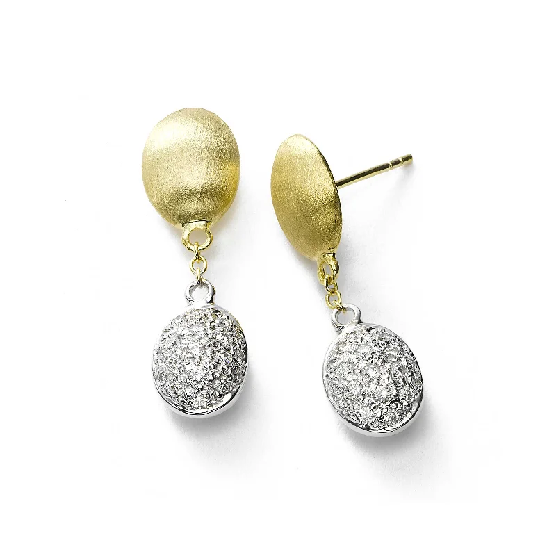 Satin Finish and Diamond Dangle Earring, .52 Carat, 14K Yellow Gold