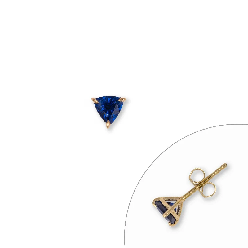 Single Trillion Shape Sapphire Stud, 14K Yellow Gold