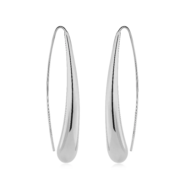 Sleek Elongated Drop Earrings, Sterling Silver