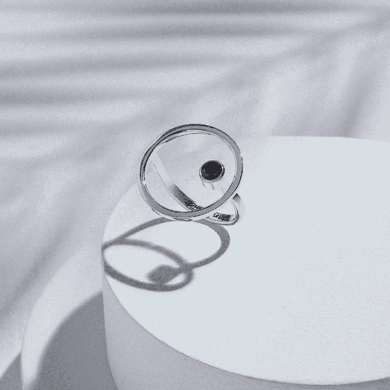 Sphere Ring With Black Zircon