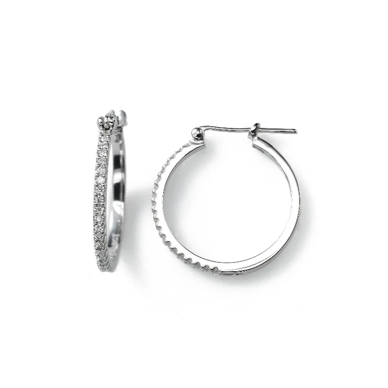 Thin Diamond Hoop, .16 Carat, Prong-Set, 14K White Gold