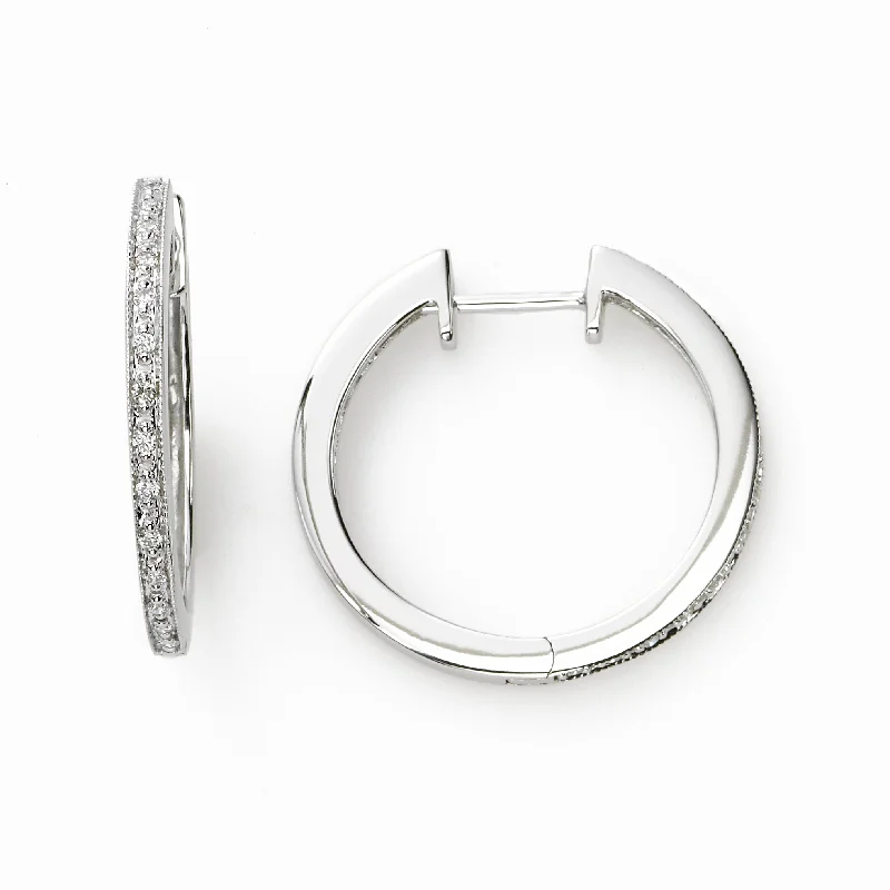 White Gold Pavé Diamond Hoop, 14K White Gold