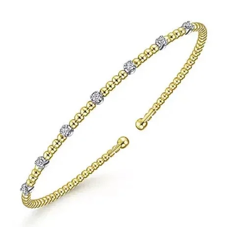 14 Karat Two Tone Bangle Diamond Bracelet