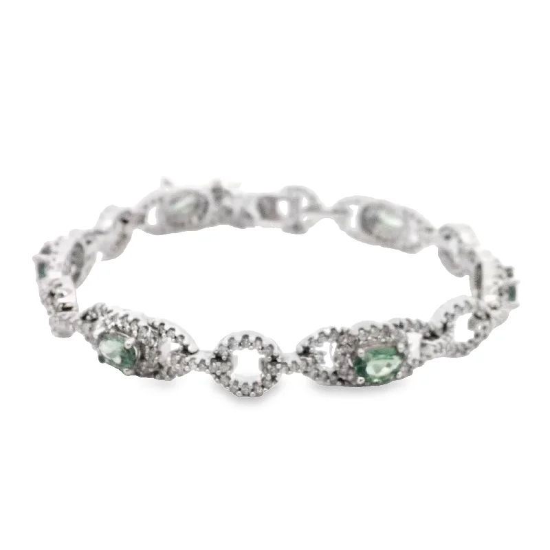 14 Karat White Gemstone Tennis Bracelet