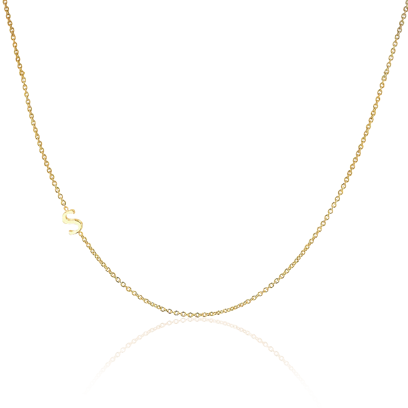 14K Gold Asymmetrical Initial Necklace