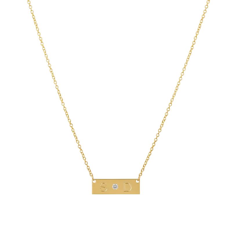 Diamond Letter Nameplate Necklace