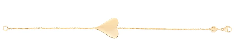 14K Gold Polished Engravable Elongated Heart Bracelet