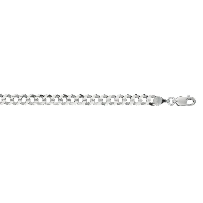 14kt 8 inches White Gold 4.7mm Diamond Cut Comfort Curb Chain with Lobster Clasp