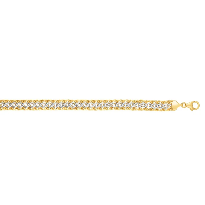 14kt Gold 7.5 inches Yellow+White Finish 8mm Shiny Dome Reversible Sadusa Bracelet with Lobster Clasp