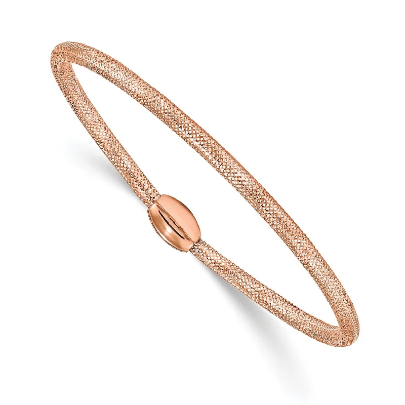 14KT Rose Gold 6.5-inch 3MM Stretch Bangle Bracelet