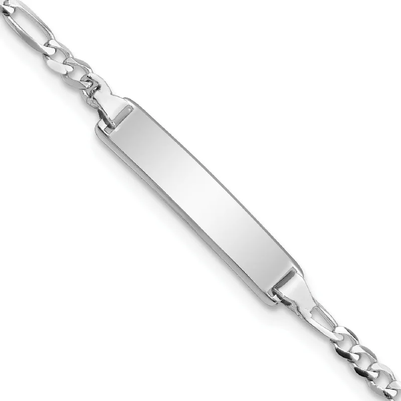 14KT White Gold 5.5-inch 4.5MM Childrens Figaro ID Bracelet