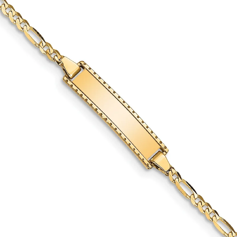 14KT Yellow Gold 6-inch 6MM Childrens Lobster Clasp Figaro ID Bracelet