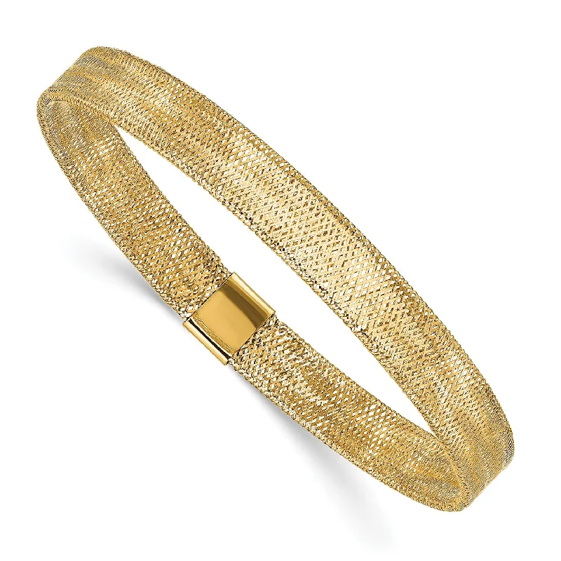 14KT Yellow Gold 7-inch 7MM Stretch Bangle Bracelet