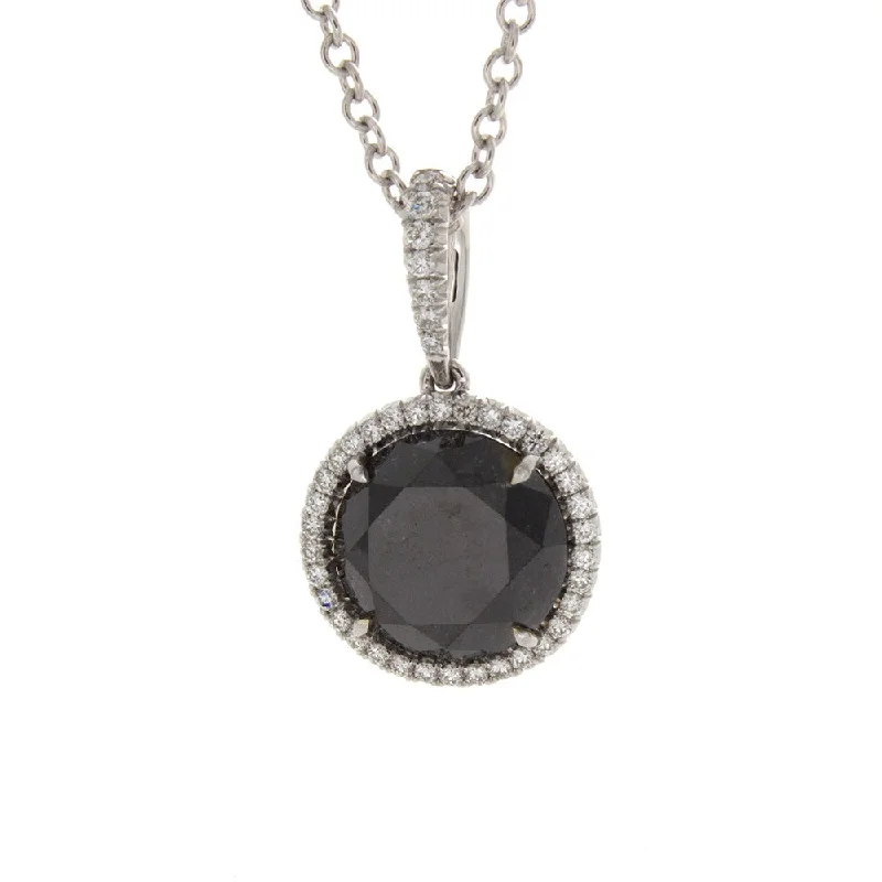 18k Black Diamond Pendant Necklace