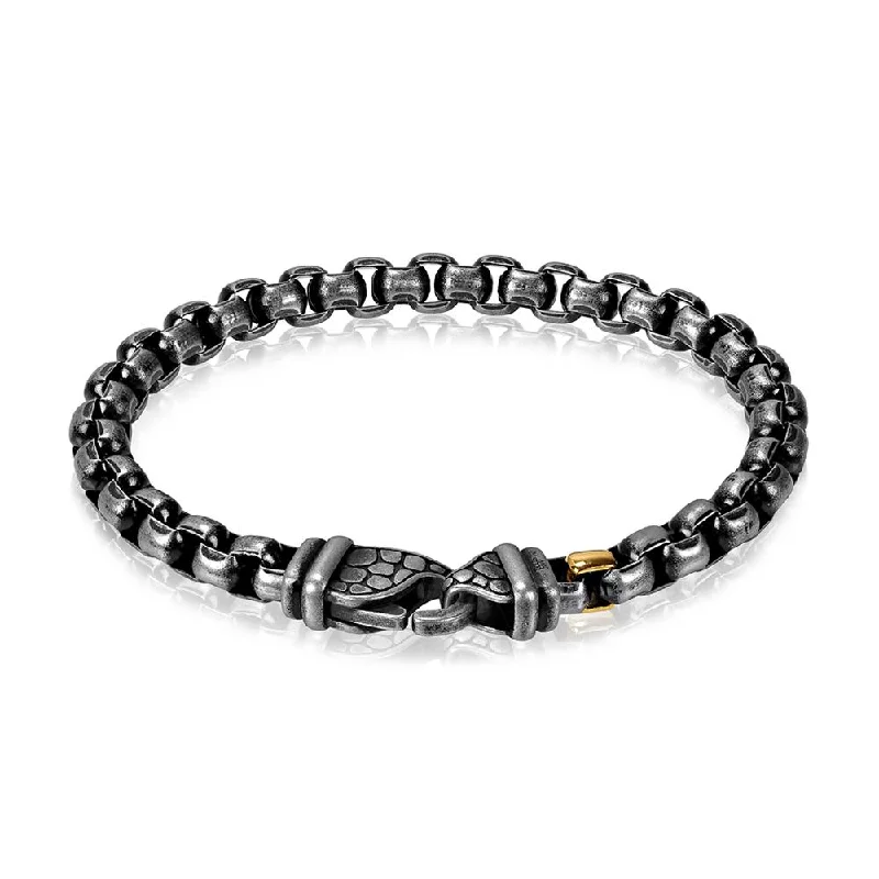 A.R.Z Men's Round Box Link  8.5 Bracelet