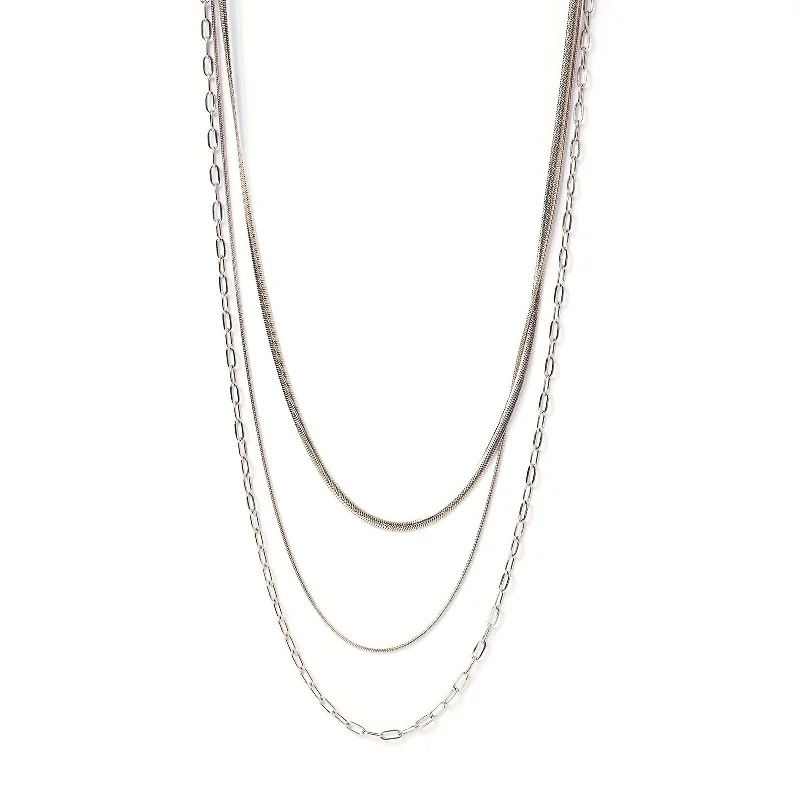 Amour Triple Silver Necklace