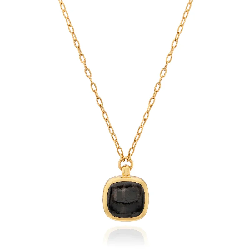 Anna Beck Hypersthene Cushion Pendant Necklace - Gold