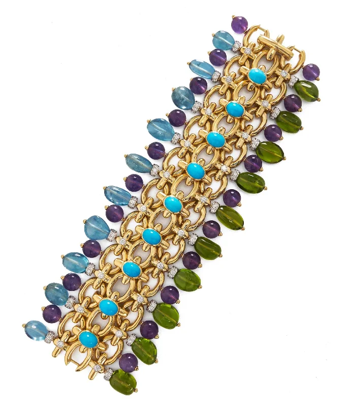 handmade antique silver bangle Brocade Bracelet, Turquoise, Aquamarine, Peridot, Amethyst handmade antique silver bangle Brocade Bracelet, Turquoise, Aquamarine, Peridot, Amethyst