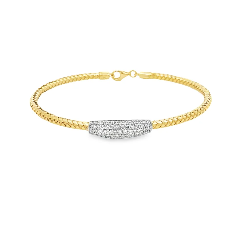 14 Karat Two Tone Bangle Diamond Bracelet