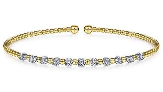 14 Karat Two Tone Bangle Diamond Bracelet